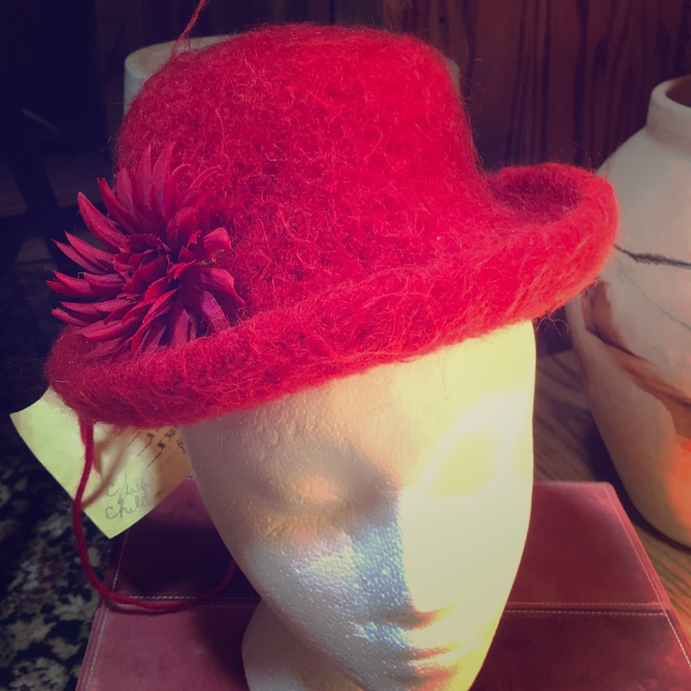 Childs felted wool and mohair handmade hat OoaK